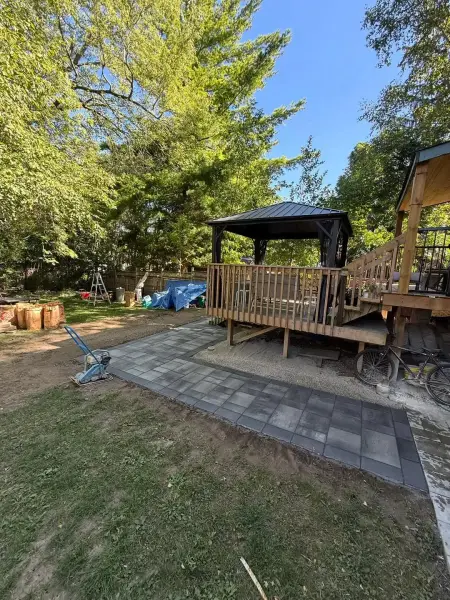 Covered gazebo over a new paver patio