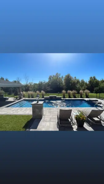 Pool, pavilion and loungers at the estate