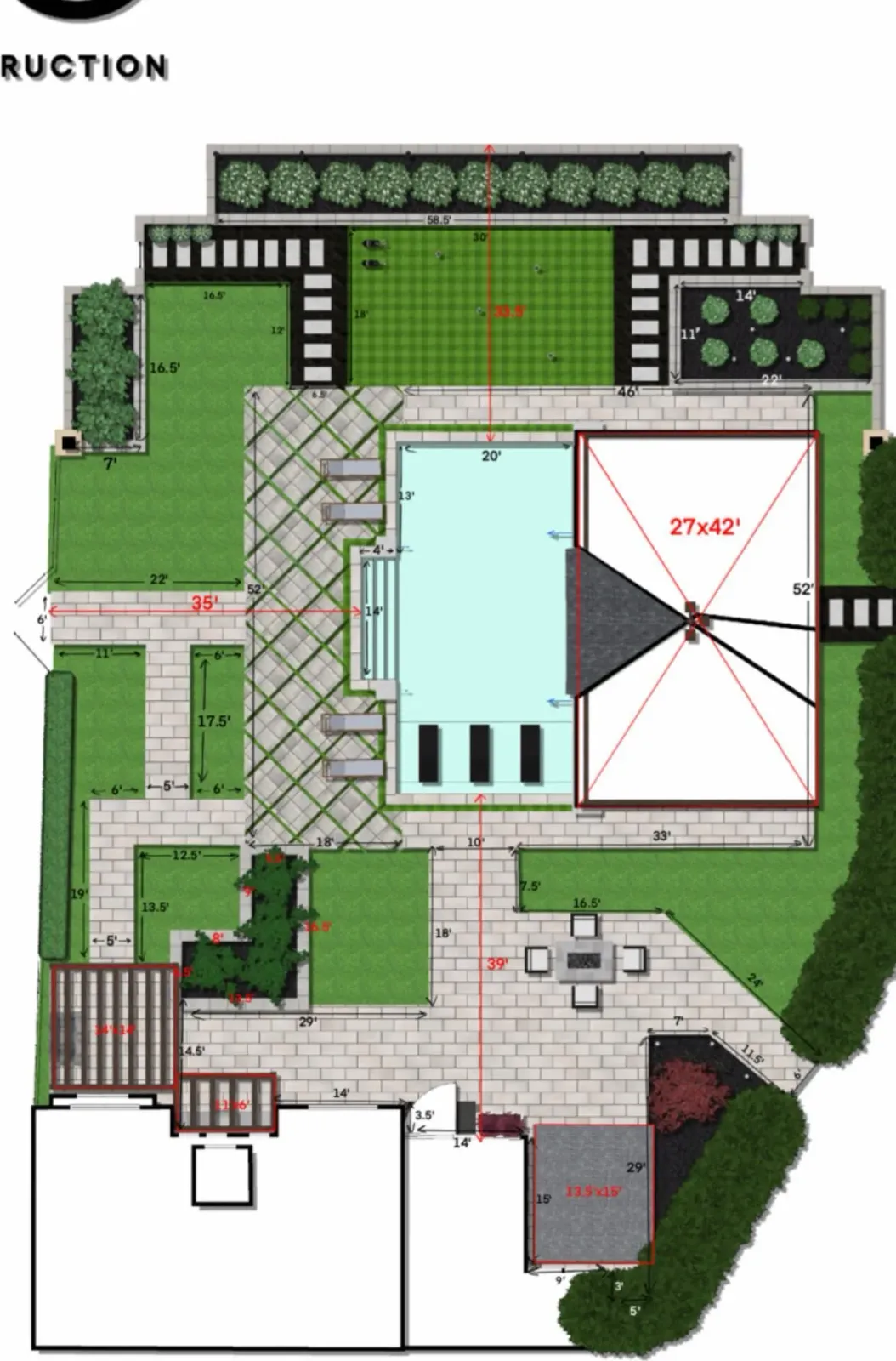 Scaled site plan for a full backyard build