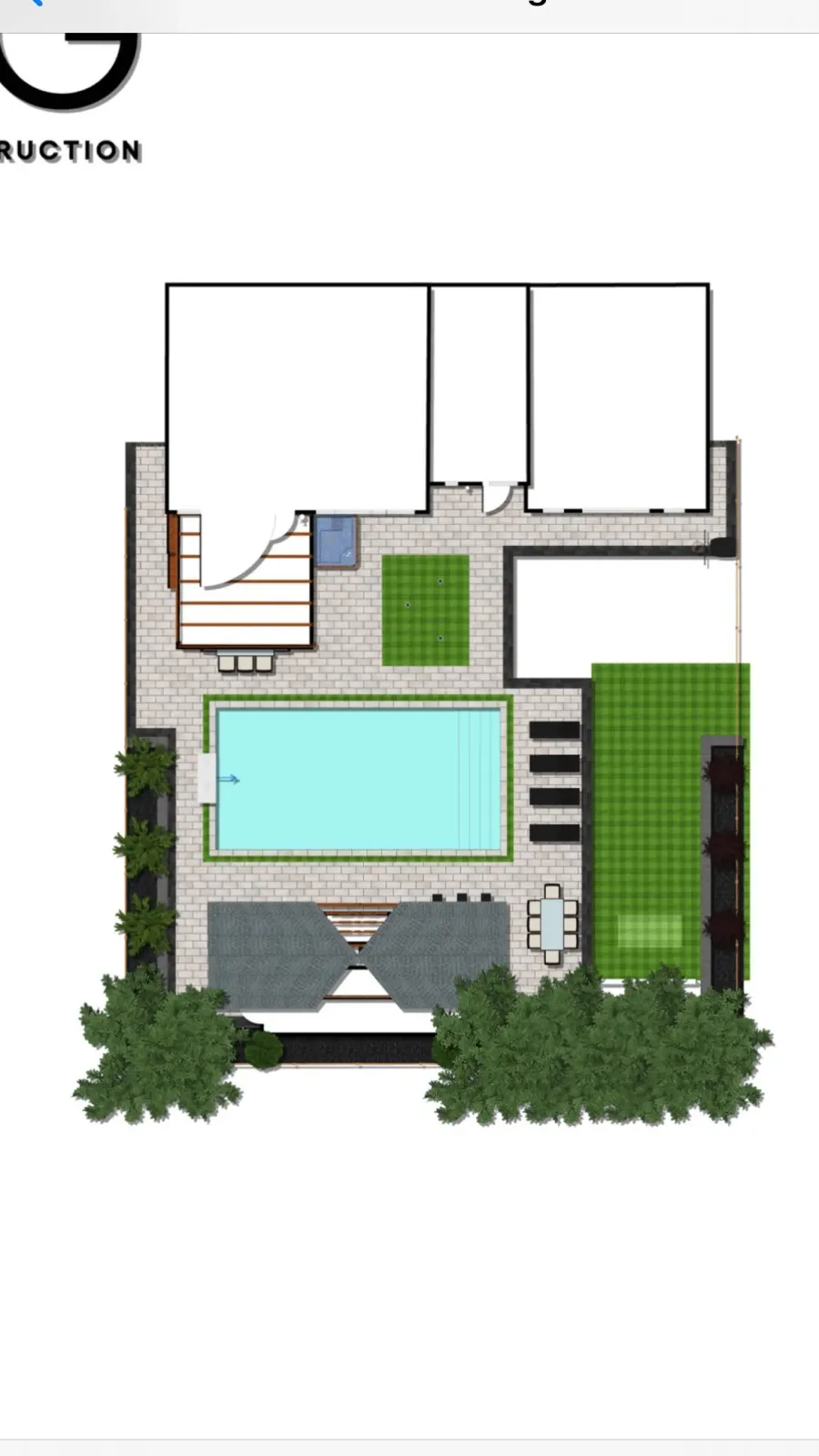 3D design of an infinity-edge pool