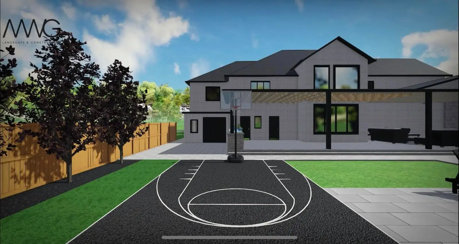 3D render of a backyard design