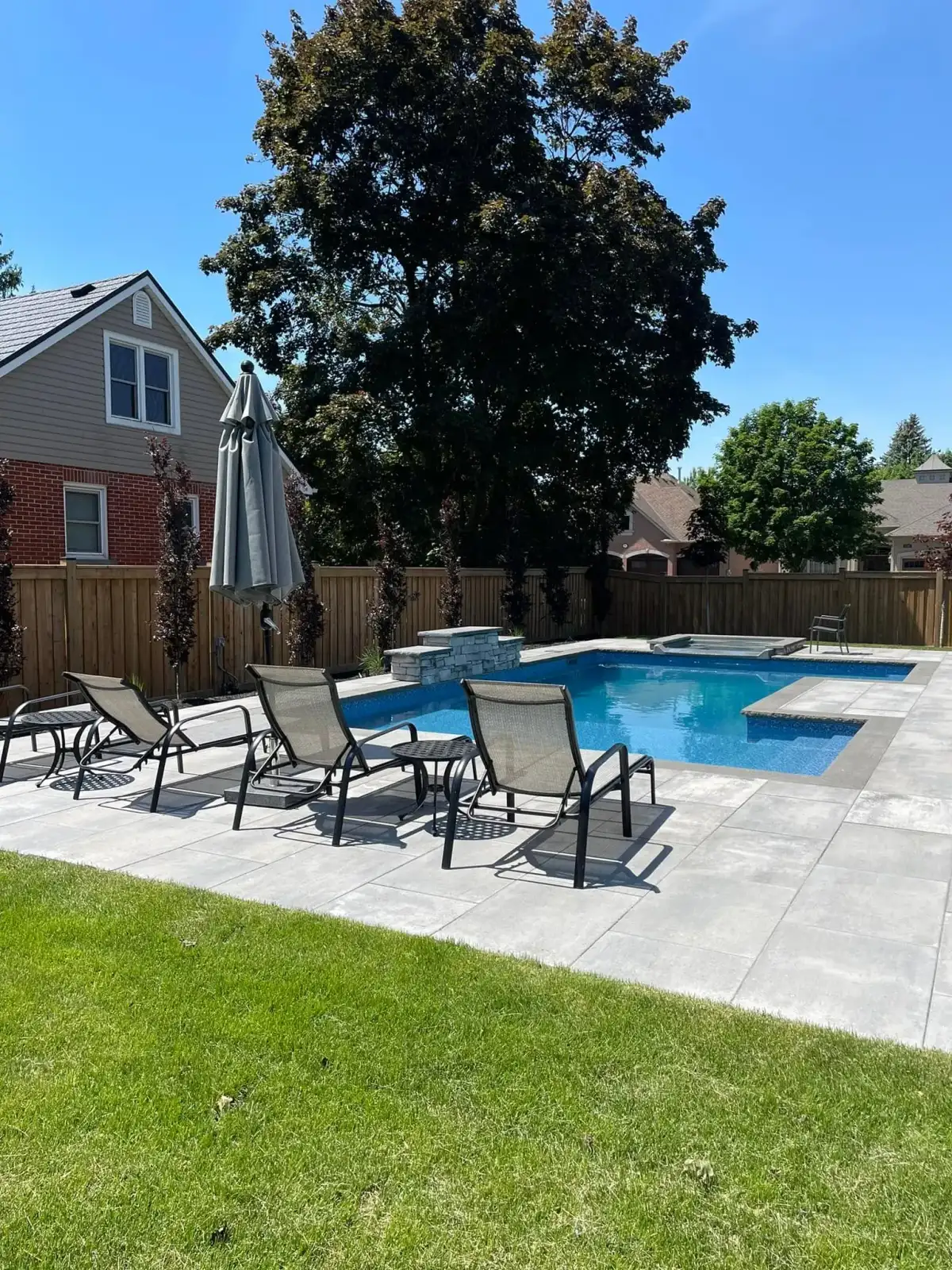 Pool with a stone water feature