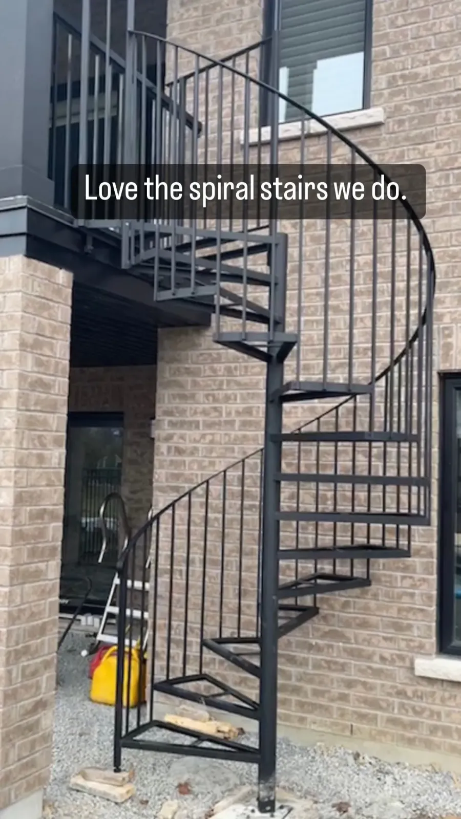 Custom spiral staircase to a raised deck