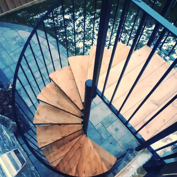 Overhead view of the spiral staircase treads