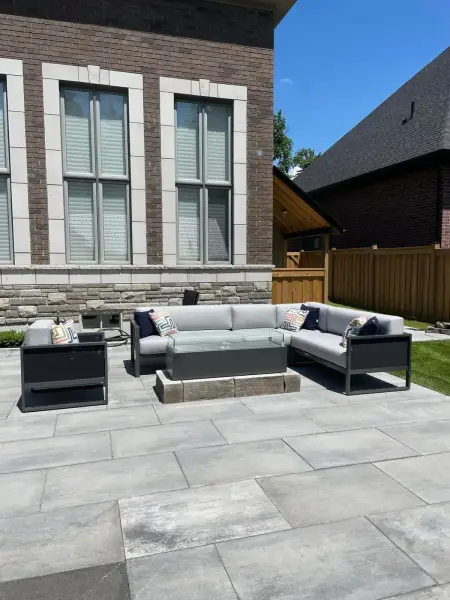 Modern sectional seating on the patio