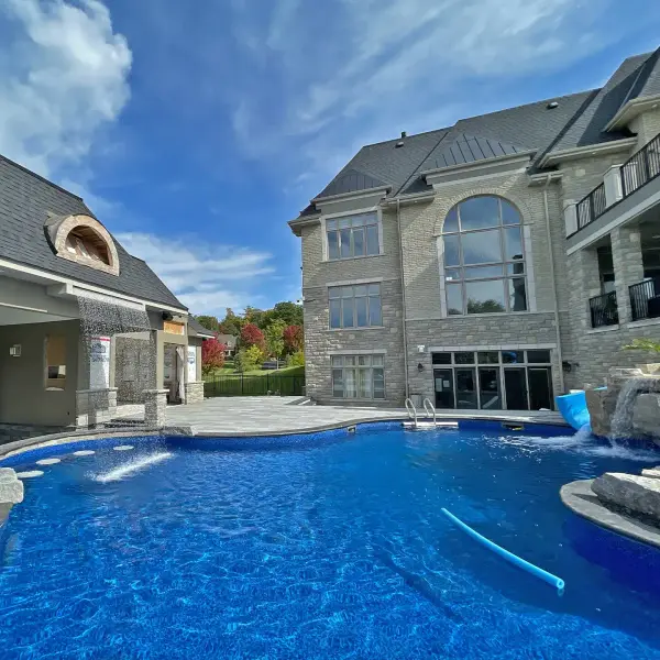 The grotto pool and rockwork below the house